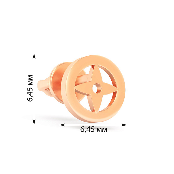 Золота одинарна сережка-пусета (арт. 1101080Я) – зображення 2