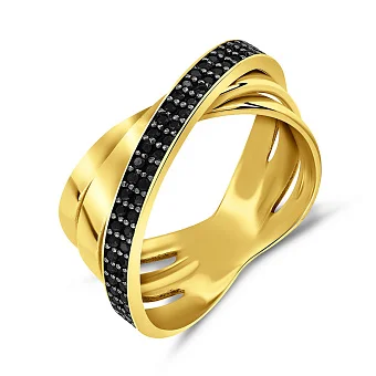 Кольцо из желтого золота с черными фианитами (арт. 151724жч)