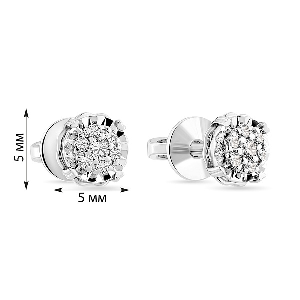 Сережки пусети з білого золота з діамантами (арт. Т011744010б) – зображення 2