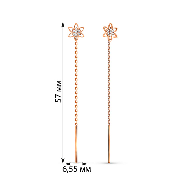 Золоті сережки-протяжки з фіанітами (арт. 110555) – зображення 4