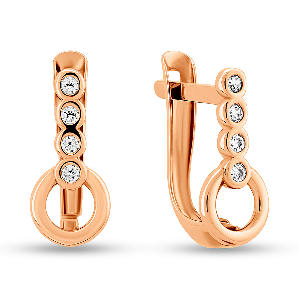 Сережки з червоного золота з фіанітами (арт. 1091168) – зображення 1