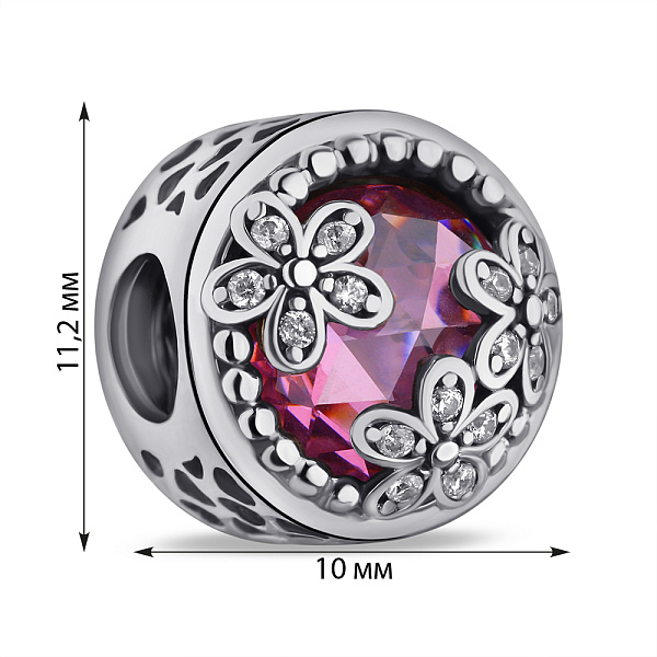 Срібний шарм Квіти (арт. 7903/П5ФР/7064) – зображення 2