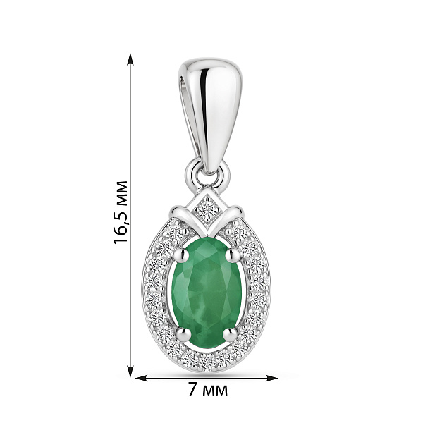 Серебряная подвеска с изумрудом и фианитами (арт. 7503/4916Изм) – изображение 2