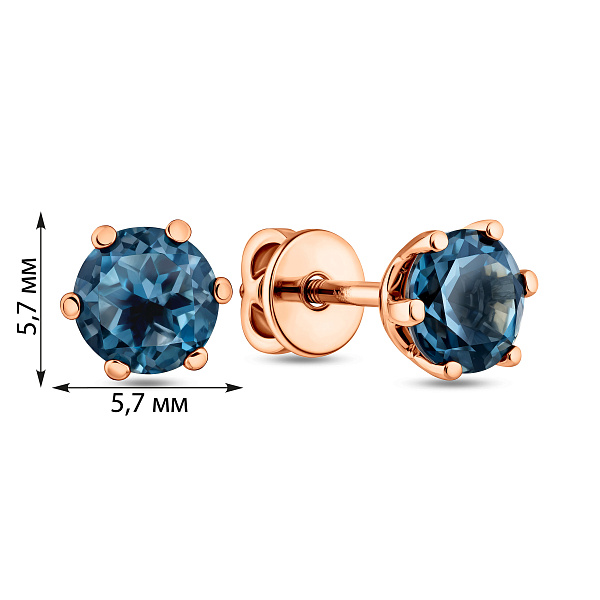Пусеты из красного золота с топазом лондон (арт. 110814Пл) – изображение 4