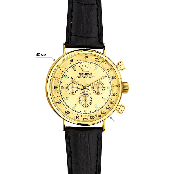 Золотые часы с кожаным ремешком (арт. 260239жжч) – изображение 5