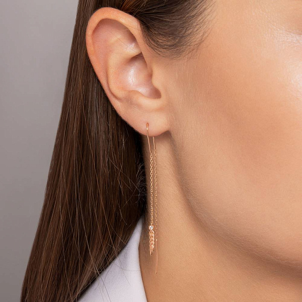 Золоті сережки-протяжки Колоски (арт. 1101044) – зображення 2
