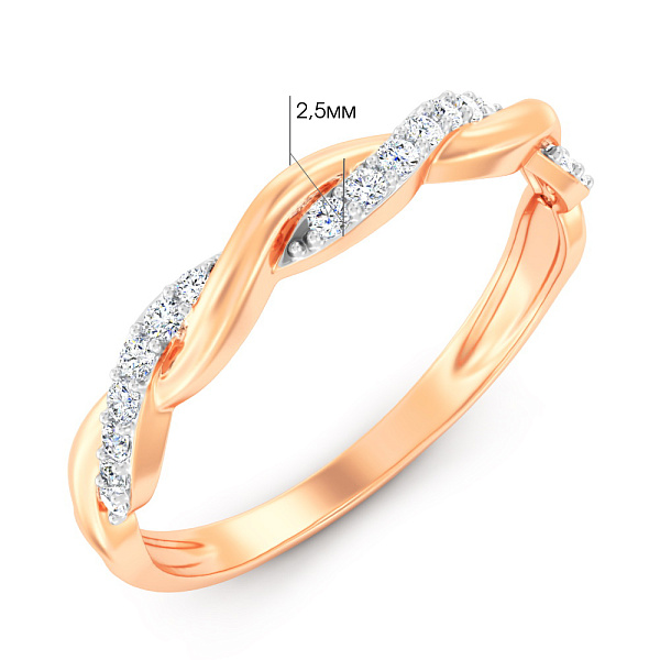 Каблучка з червоного золота з діамантами (арт. К011323015) – зображення 2