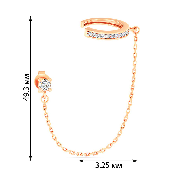Одиночная золотая сережка с кафой (арт. 1101046Я) – изображение 5
