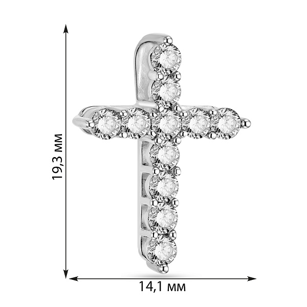 Хрестик з білого золота з діамантами (арт. 3109606202) – зображення 2