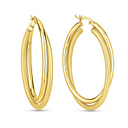 Фото Серьги-кольца из желтого золота без камней (арт. 102054/50ж)