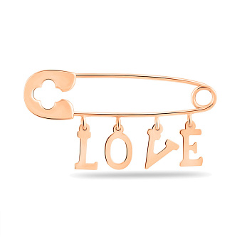 Фото Золотая булавка Love с подвесками (арт. 360218)