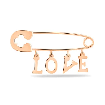 Золотая булавка Love с подвесками (арт. 360218)