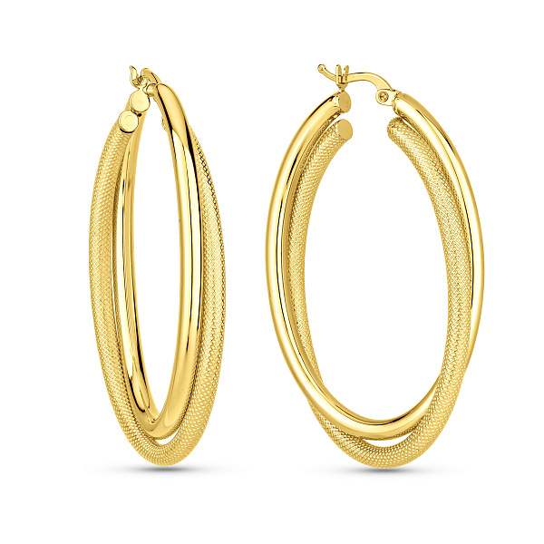 Серьги-кольца из желтого золота без камней (арт. 102054/50ж) – изображение 1