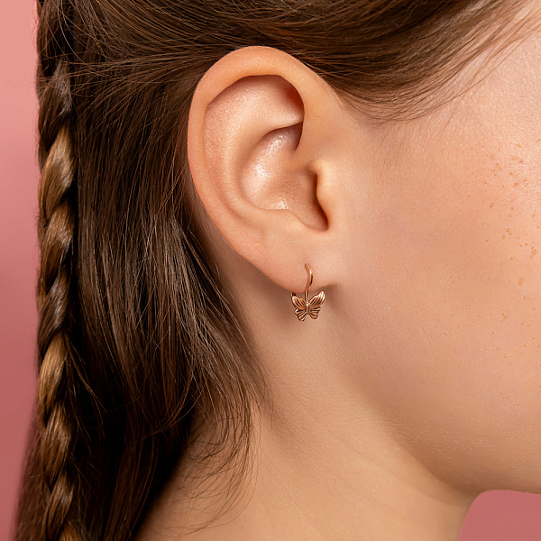 Золотые серьги Бабочки  (арт. 110710) – изображение 3