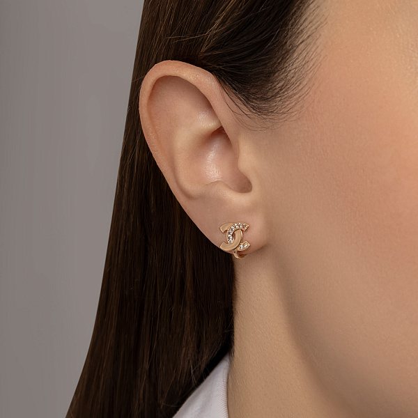 Сережки з червоного золота з фіанітами (арт. 105809) – зображення 2