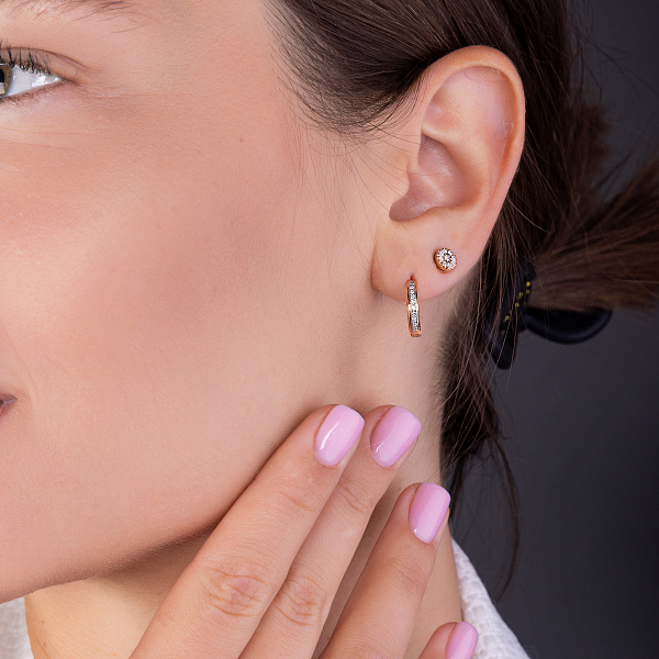 Золотые серьги-кольца с бриллиантами (арт. С011559005) – изображение 2