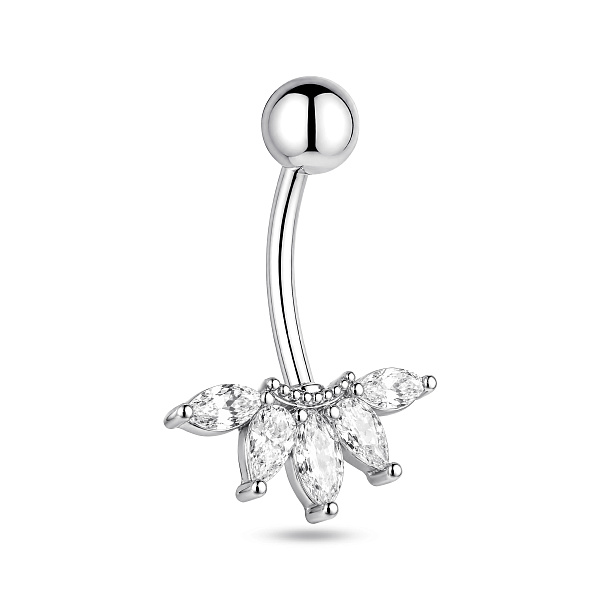 Серебряная серьга-пирсинг с фианитами (арт. 7512/047) – изображение 1