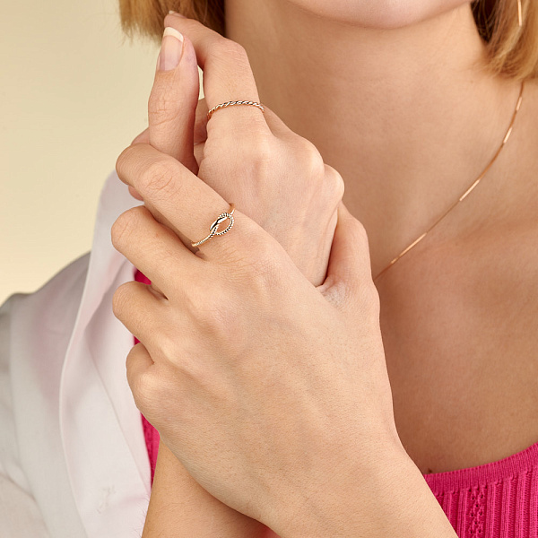 Золотое кольцо "Узелок" без камней (арт. 155591) – изображение 3