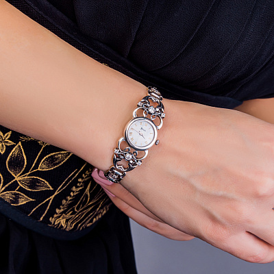 Срібний жіночий годинник з фіанітами (арт. 7926/7110021)