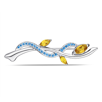 Фото Серебряная брошь с альпинитами (арт. 7505/583асжбп)