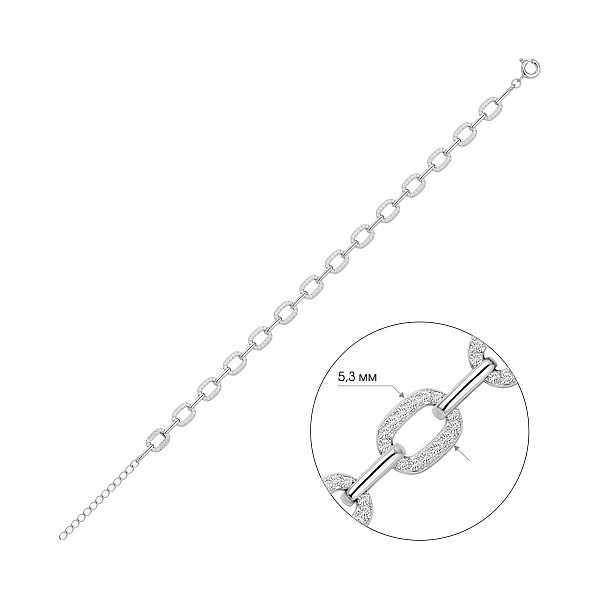 Массивный серебряный браслет с фианитами (арт. 7509/5380) – изображение 3