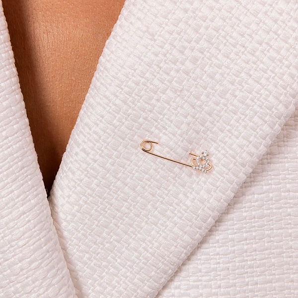 Золота шпилька "Корона" з фіанітами (арт. 360102) – зображення 2