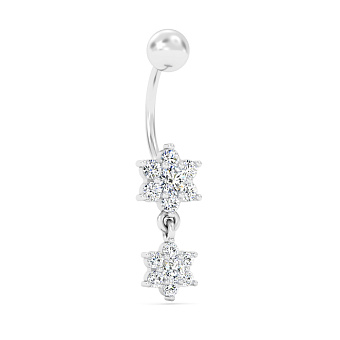 Золота сережка-пірсинг для пупка з фіанітами (арт. 360090б)