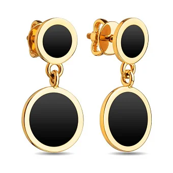 Серьги-подвески из золота Лýна с эмалью (арт. 110867жч)