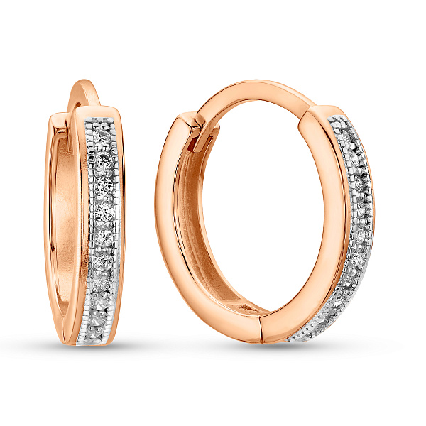 Золотые серьги-кольца с бриллиантами (арт. С011559005) – изображение 1