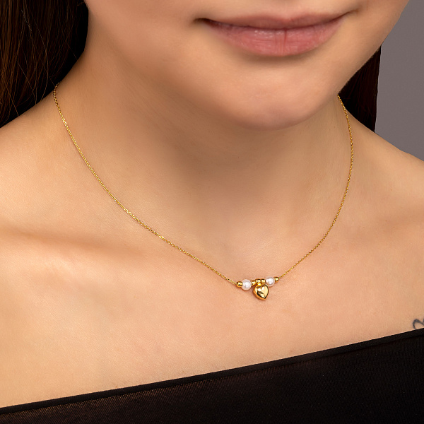 Колье из желтого золота с жемчугом (арт. 352788жпрлб) – изображение 4