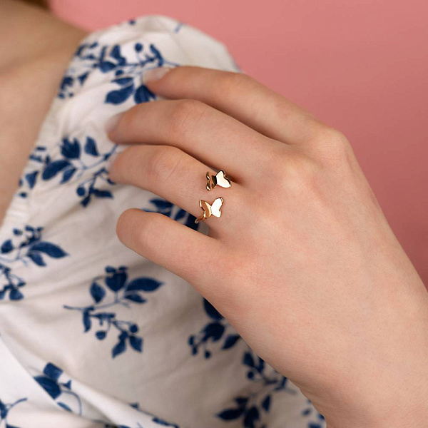 Золотое кольцо «Бабочки» (арт. 141059) – изображение 4
