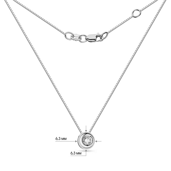 Кольє з білого золота з діамантом (арт. Ц011225010б/2) – зображення 3