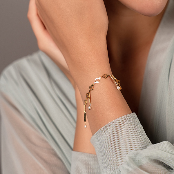 Золотий браслет Francelli з перлинами (арт. 3261049жпрлб) – зображення 2