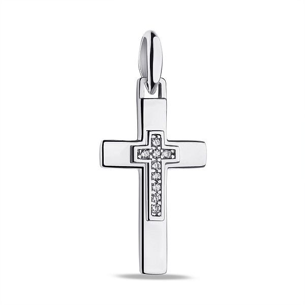 Срібний хрестик з фіанітами (арт. 7503/4038) – зображення 1