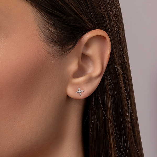 Золотые серьги пусеты с бриллиантами (арт. Т011702005б) – изображение 3