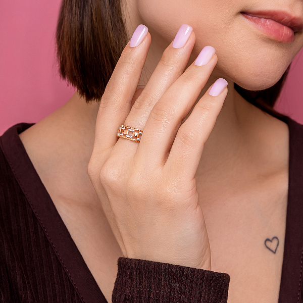 Кольцо Звенья из красного золота (арт. 141295) – изображение 3