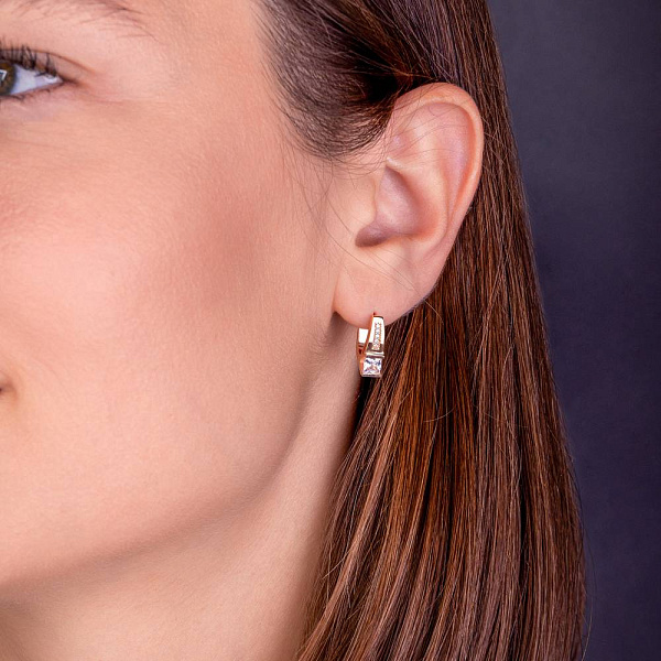 Золотые серьги с фианитами (арт. 107507) – изображение 2