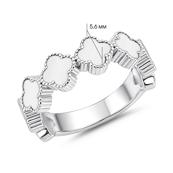 Серебряное кольцо с эмалью клевер (арт. 7501/8752/6еб) – изображение 2