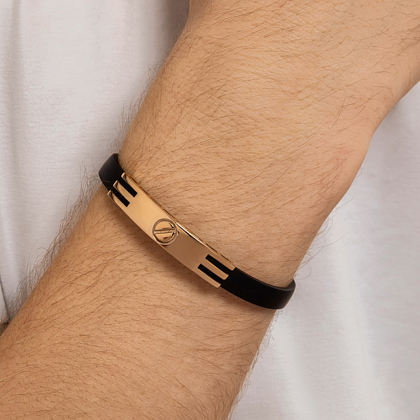 Каучуковий браслет зі вставками з червоного золота (арт. 326285) – зображення 6