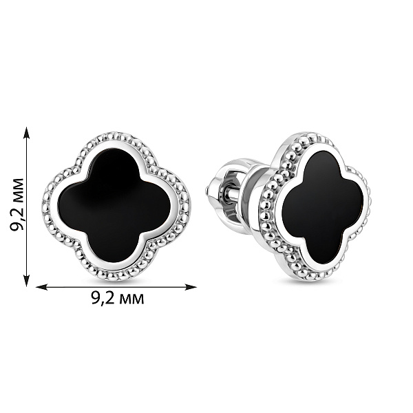 Золотые серьги пусеты с эмалью (арт. 1101128беч) – изображение 2