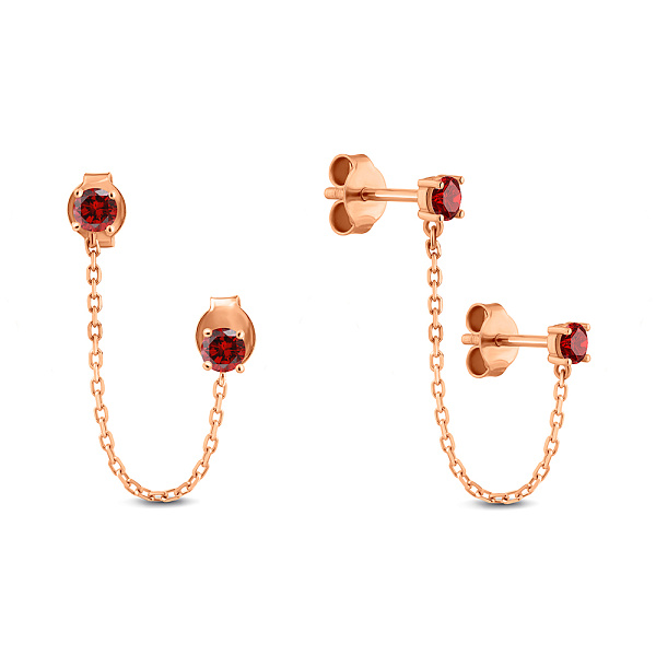 Золотые сережки на два прокола (арт. 1101134Пк) – изображение 1