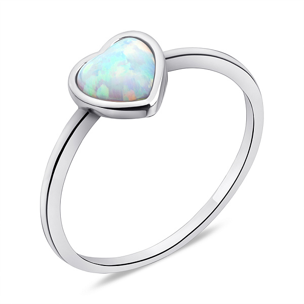 Срібна калучка Серце з білим опалом (арт. 7501/КК2ОПБ/1185-17,5) – зображення 1