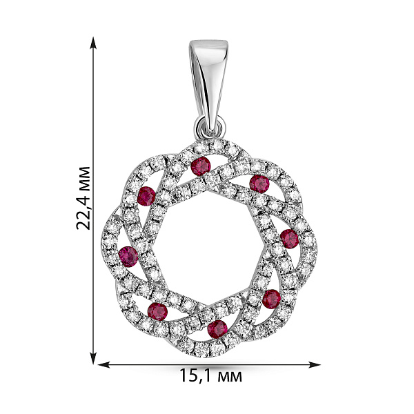 Золотой кулон с рубинами и бриллиантами (арт. 3192089202р) – изображение 4