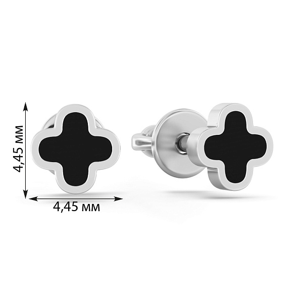 Золотые серьги пусеты Клевер с эмалью (арт. 111327беч) – изображение 2