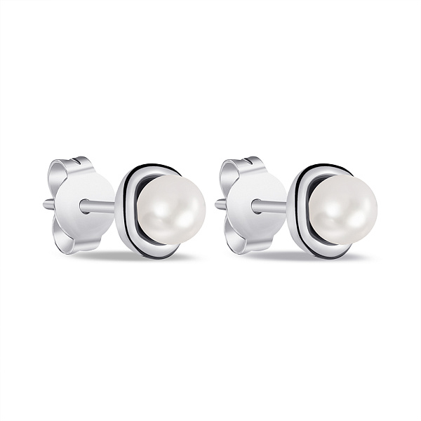 Серебряные серьги-пусеты с жемчугом  (арт. 7518/6553жб) – изображение 1