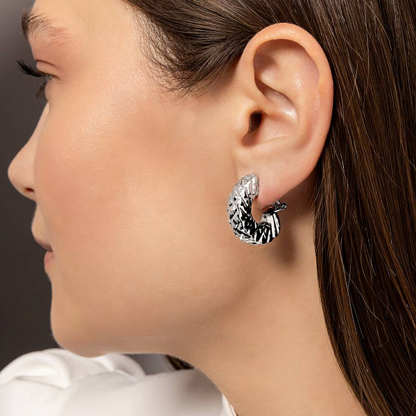 Серьги из белого золота без камней Francelli (арт. 1091864б) – изображение 3