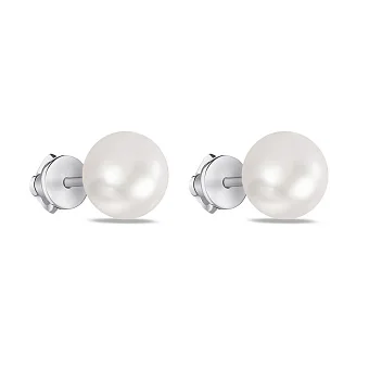 Срібні сережки-пусети з перлами (арт. 7518/242жбсю)