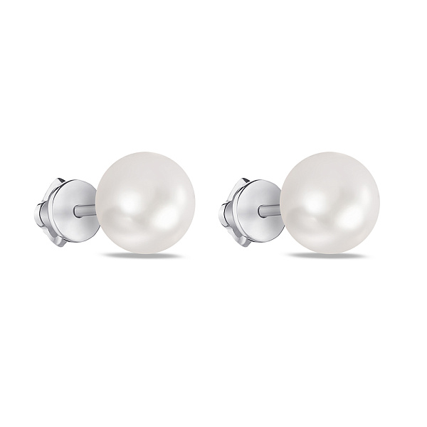 Срібні сережки-пусети з перлами (арт. 7518/242жбсю) – зображення 1