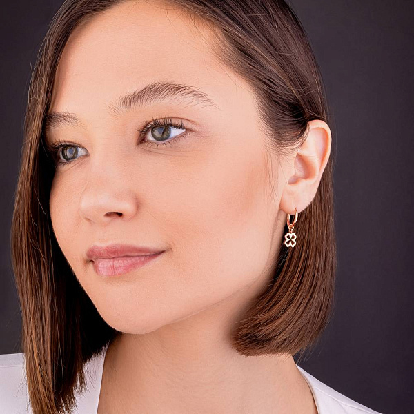 Сережки-підвіски з червоного золота (арт. 110014) – зображення 3