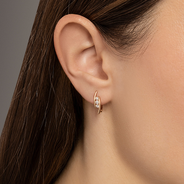 Серьги из красного золота с бриллиантами (арт. С011535020) – изображение 2